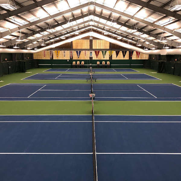Indoor commercial tennis court installations