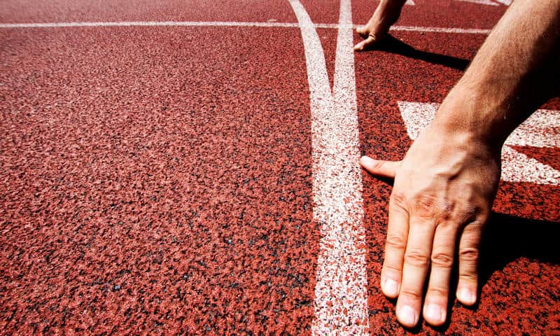 Close up of rubber running track