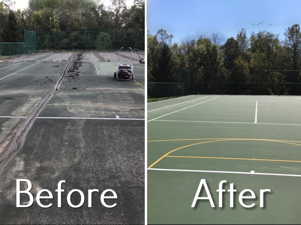 tennis court installation before and after