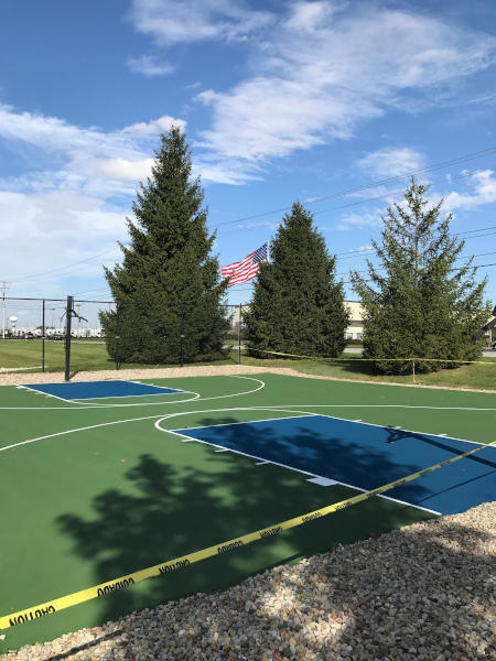 New basketball court in a city park