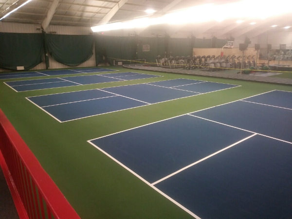 Indoor pickleball courts that have been resurfaced