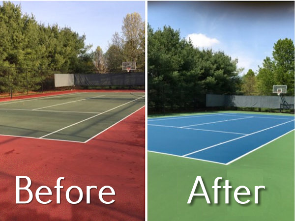 city park's tennis court with new surfacing done