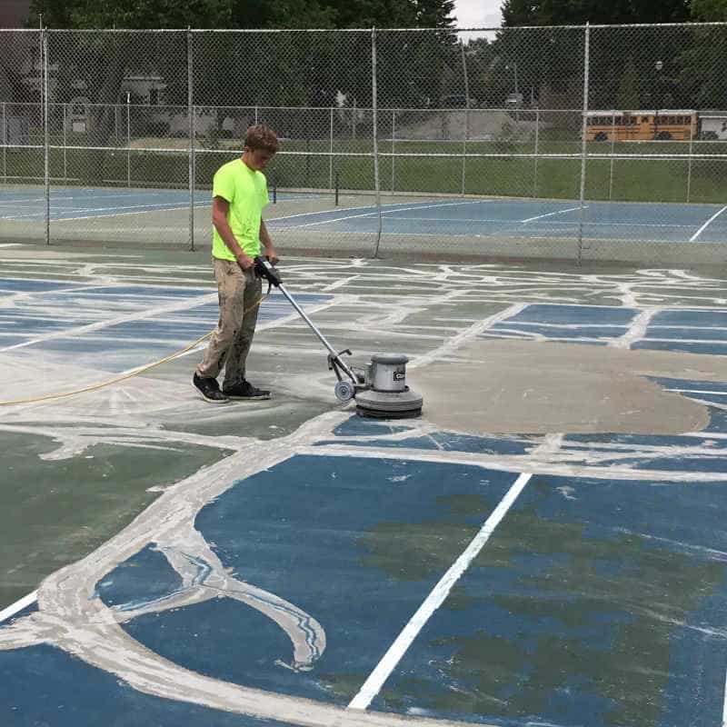 Tennis court being resurfaced